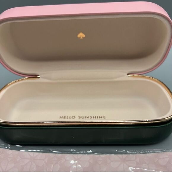 Kate Spade Hello Sunshine Pink Green Hard Shell Eyeglass Case Cleaning Case - Picture 4 of 6